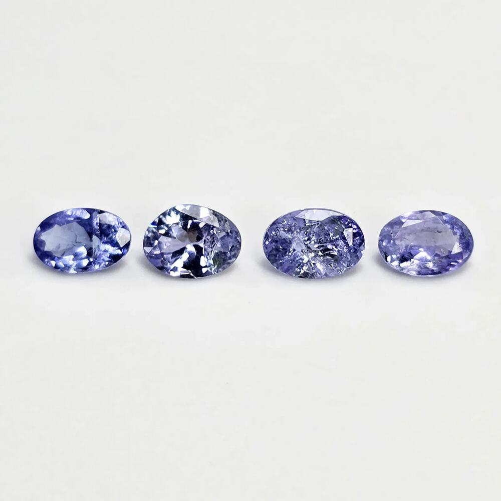 Natural Tanzanite Lot, 4 Oval Cut Loose Gemstones, 1.94 CTW, 6x4mm